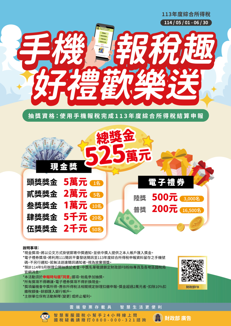 113年度個人綜合所得稅申報期間自114年5月1日起至6月30日止
